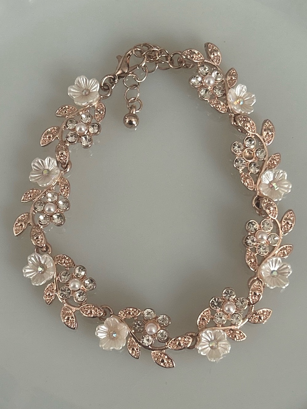 Vintage-Inspired Rose Gold Floral Bracelet